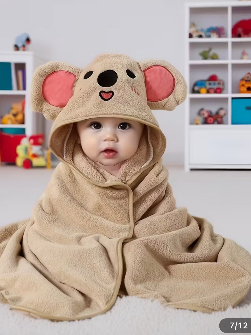 1-Adorable Bear Hooded Baby Blanket or Towel